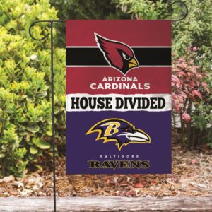 Cardinals vs Ravens Custom House Divided NFL Garden Flag Mickey And Minnie Football Teams