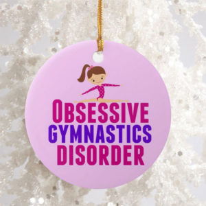 Circle Ornament Funny Gymnastics Girl Cute Pink Gymnast Round Ornament