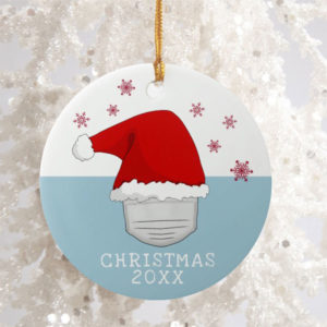 Circle Ornament Funny Santa Hat with Face Mask Round Ornament