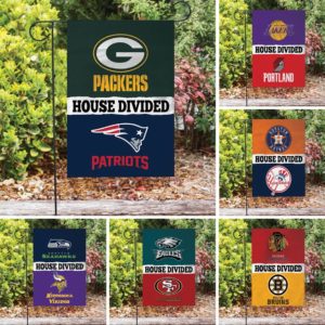 Custom House Divided NFL Garden Flag Mickey And Minnie Football Teams
