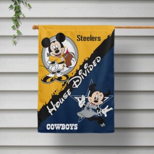 Custom NFL Mickey And Minnie Teams House Divided Football NFL Team Garden Flag 1