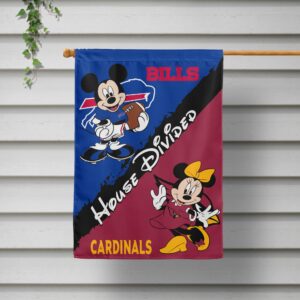 Custom NFL Mickey And Minnie Teams House Divided Football NFL Team Garden Flag 2