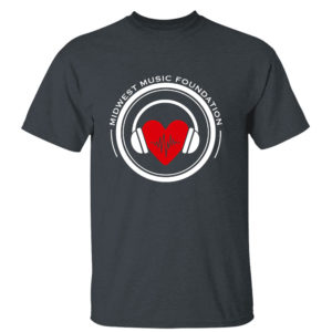 Dark Heather T Shirt Midwest Music Foundation Heart shirt