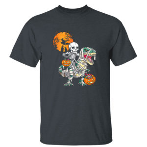 Skeleton Riding Dinosaur Trex Halloween t-shirt