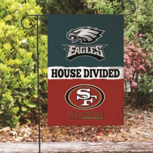 Eagles vs 49ers Custom House Divided NFL Garden Flag Mickey And Minnie Football Teams
