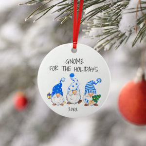 Round Ornament Funny Christmas Gnome For the Holidays Year Round Ornament