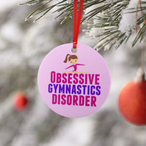 Round Ornament Funny Gymnastics Girl Cute Pink Gymnast Round Ornament