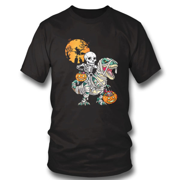 Skeleton Riding Dinosaur Trex Halloween t-shirt