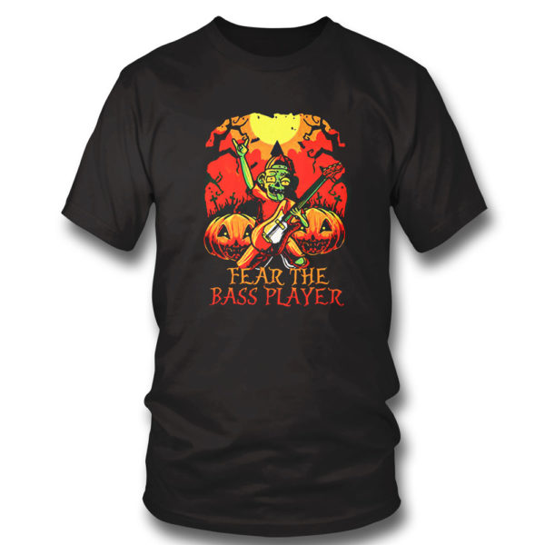 T Shirt Zombie Fear The Bass Player Pumpkin Halloween shirt