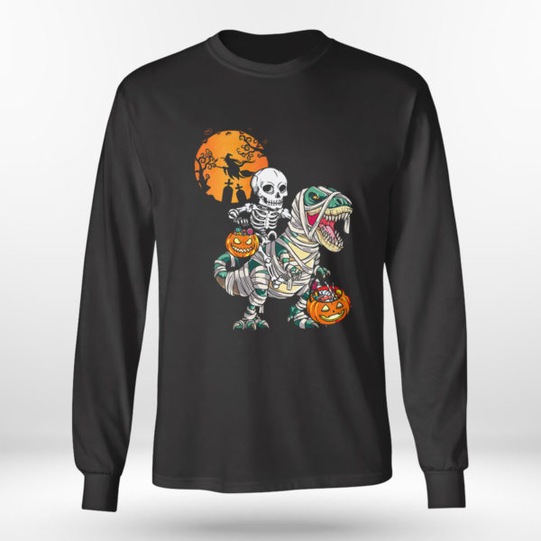 Skeleton Riding Dinosaur Trex Halloween t-shirt