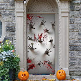 Blood Hands Halloween Door Cover Halloween Door Cover Decorations for Front Door