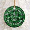 Christmas The Year of the Vaccine 2021 Plaid Ceram Round Ornament