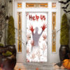 Horror Help Us Halloween Door Cover Decorations for Front Door