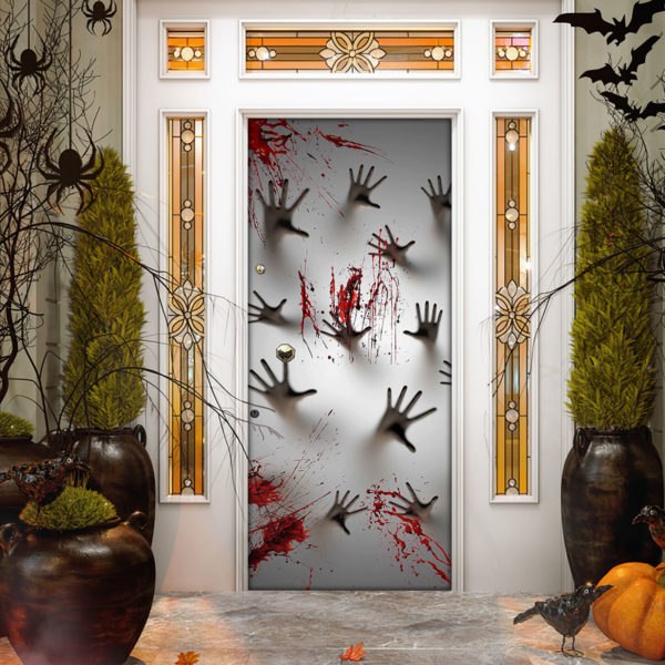 Blood Hands Halloween Door Cover Halloween Door Cover Decorations for Front Door