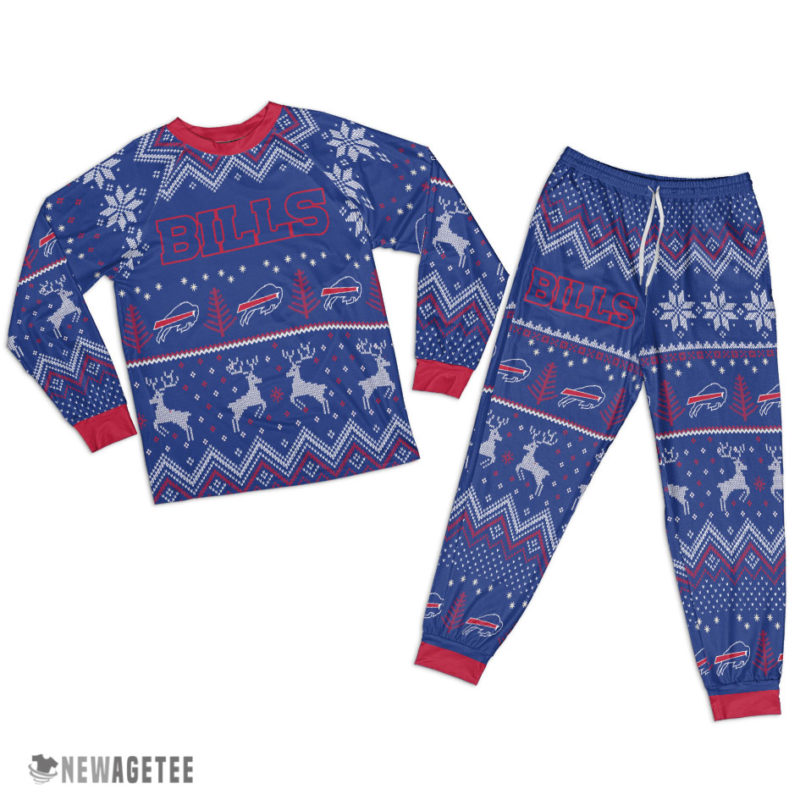 Buffalo Bills Ugly Christmas Raglan Pajamas Set