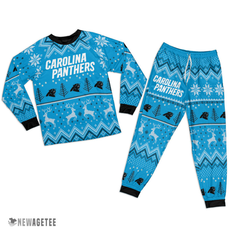 Carolina Panthers Ugly Christmas Raglan Pajamas Set