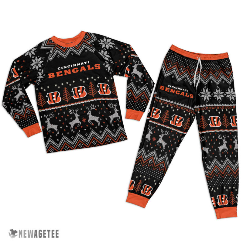 Cincinnati Bengals Ugly Christmas Raglan Pajamas Set