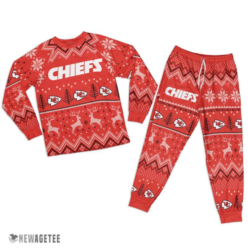 Kansas City Chiefs Ugly Christmas Raglan Pajamas Set