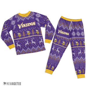 Adult Minnesota Vikings Ugly Pattern Raglan Pajamas Set