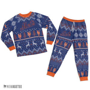 New York Mets Ugly Christmas Raglan Pajamas Set