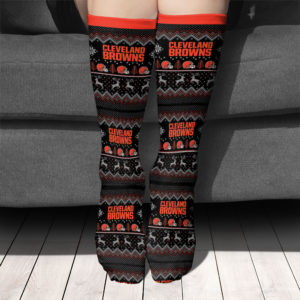 Adult socks Cleveland Browns Adult Ugly Christmas Crew Socks
