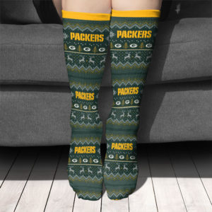 Adult socks Green Bay Packers Adult Ugly Christmas Crew Socks