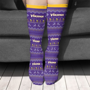 Adult socks Minnesota Vikings Adult Ugly Christmas Crew Socks
