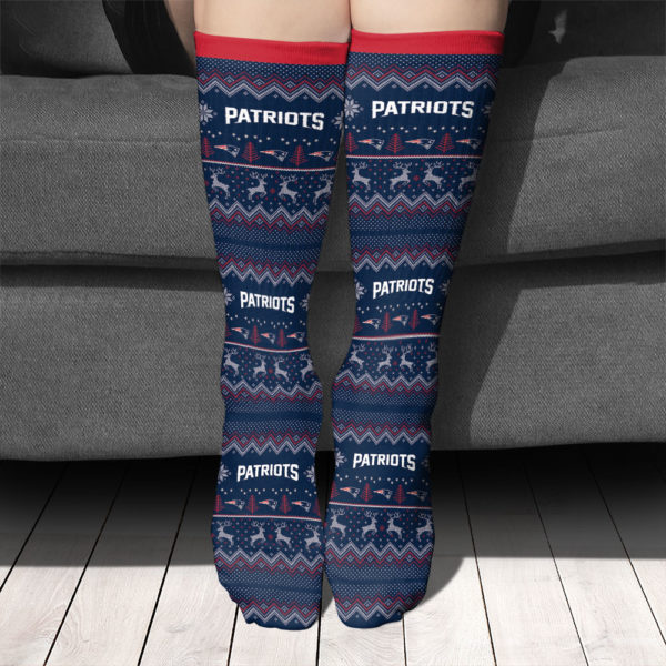 New England Patriots Adult Ugly Christmas Crew Socks
