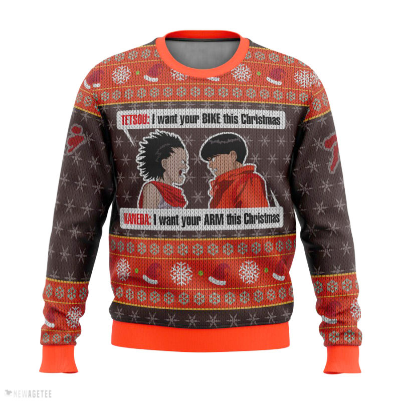 Akira Shotaro Kaneda Bike Tetsuo Shima ARM Ugly Christmas Sweater