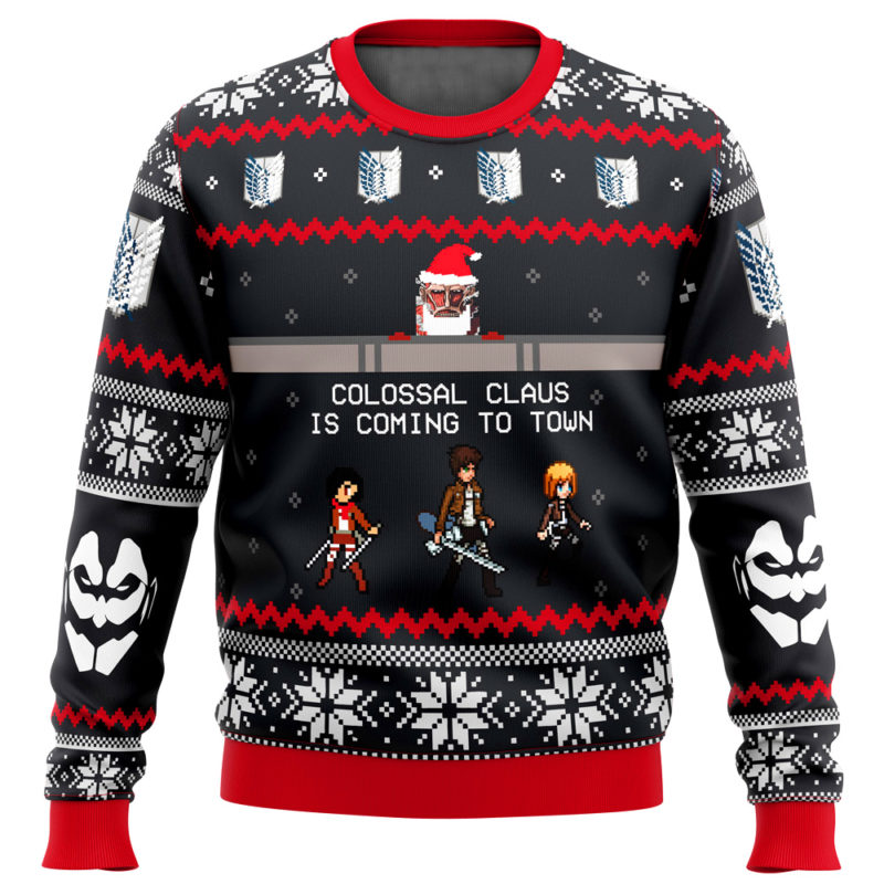 Attack on Titan Colossal Claus Is Coming To Town Ugly Christmas Sweater