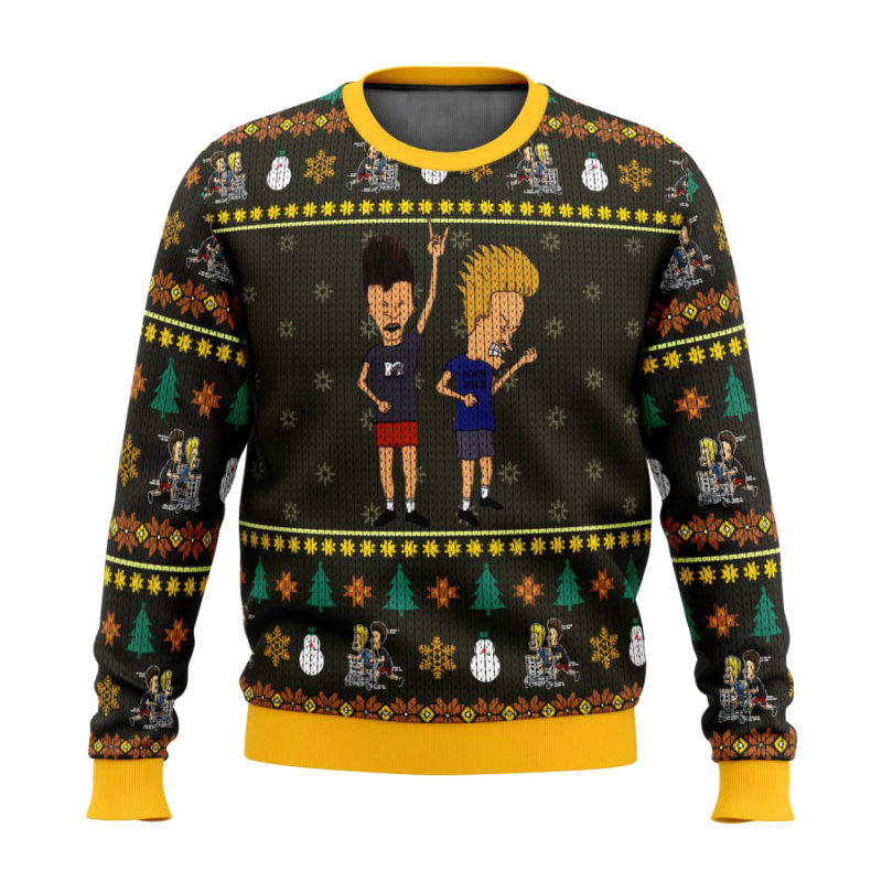 Beavis Butthead Xmas Rock Ugly Christmas Sweater