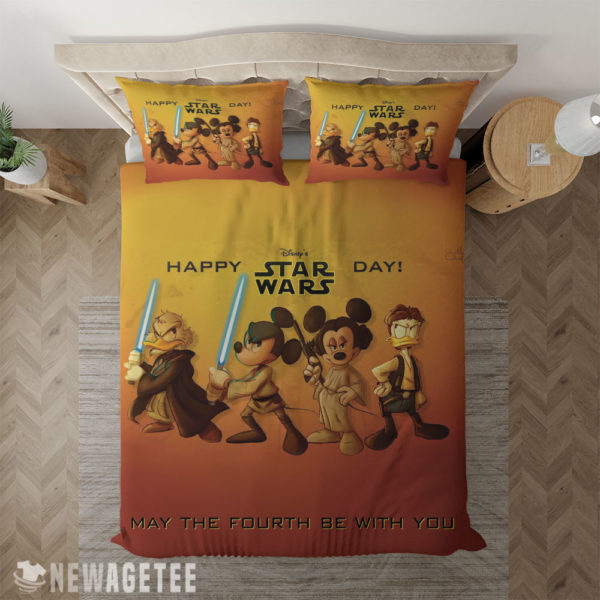 Mickey Mouse Minnie Mouse Disney Star Wars Happy Day Duvet Cover and Pillow Case Bedding Set