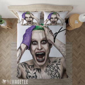 Bedding Sheet Suicide Squad Jared Leto Joker Signed Duvet Cover and Pillow Case Bedding Set