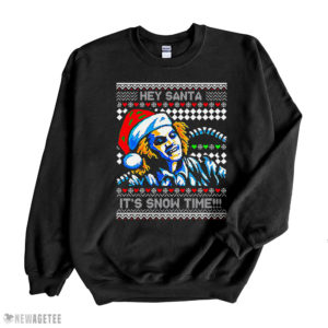 Black Sweatshirt Beetlejuice Hey Santa Its Snow Time Ugly Christmas Sweatshirt