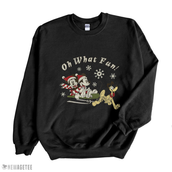 Black Sweatshirt Disney Mickey Minnie And Pluto Oh What Fun Christmas Sled Sweatshirt