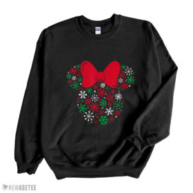 Black Sweatshirt Disney Minnie Mouse Icon Holiday Snowflakes SweatShirt