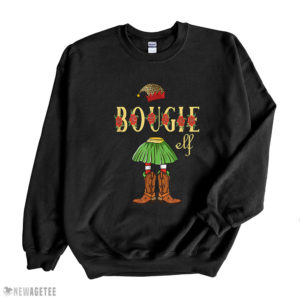 Black Sweatshirt Im the Bougie Christmas Cowboy Elf Leopard T Shirt