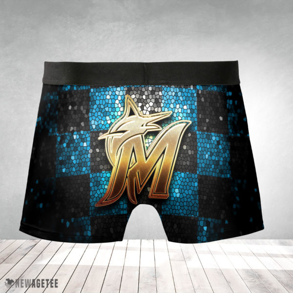 Boxer Briefs Miami Marlins MLB Glitter Mens Underwear Boxer Briefs