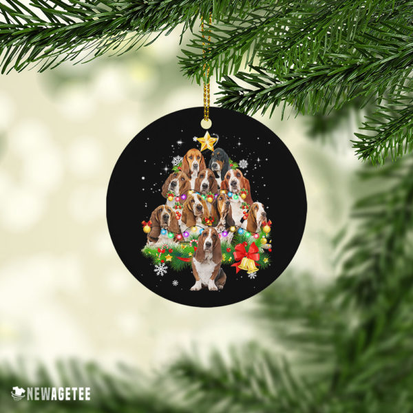 Ceramic Ornament Basset Hound Christmas Tree Lights Funny Dog Chrismas Ornament