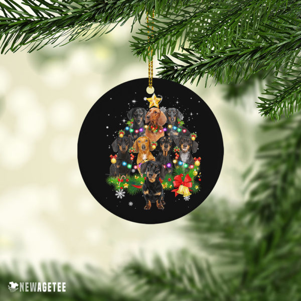 Ceramic Ornament Dachshund Christmas Tree Lights Funny Dog Chrismas Ornament