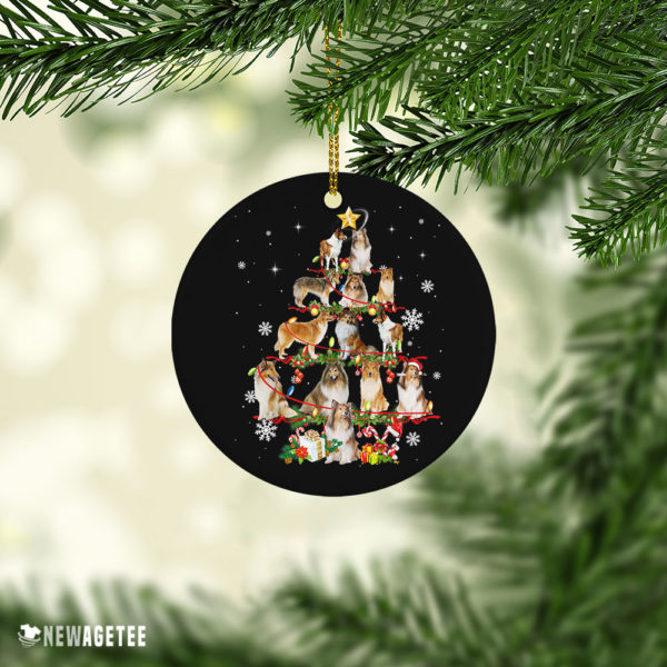 Funny Rough Collie Christmas Tree Lights Funny Dog Chrismas Ornament