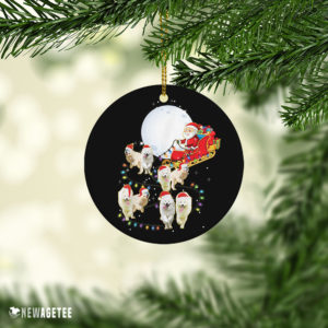 Ceramic Ornament Samoyed Christmas Santa Sleigh Funny Dog Chrismas Ornament
