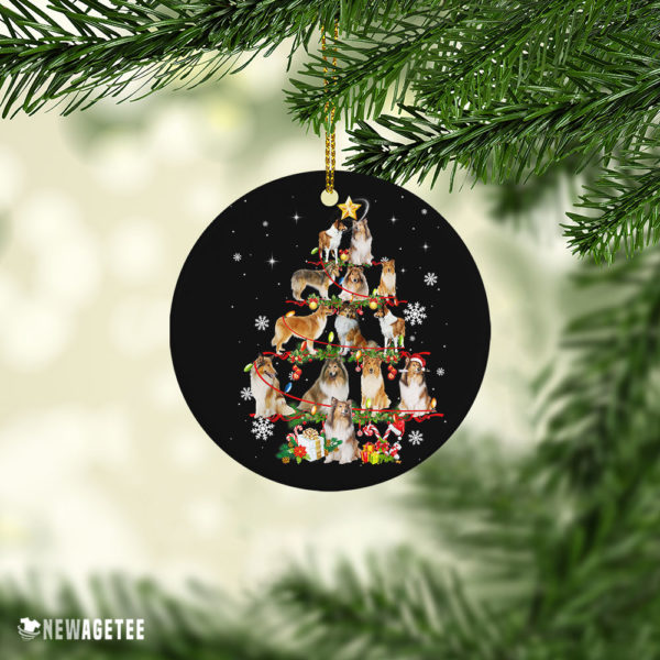 Ceramic Ornament Sheltie Dog Christmas Tree Lights Funny Dog Chrismas Ornament
