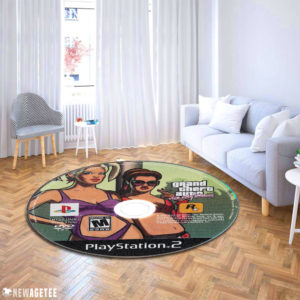 Circle Carpet Rug Grand Theft Auto Vice City Stories Play Station 2 Disc Round Rug Carpet