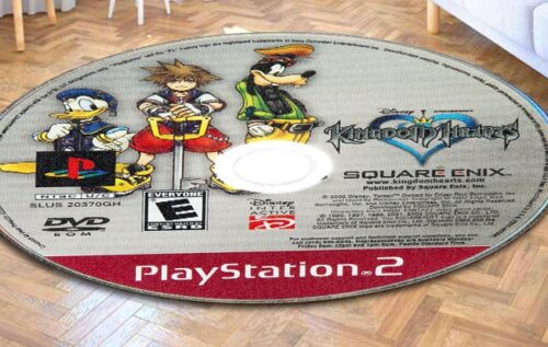 Circle Carpet Rug Kingdom Hearts PlayStation 2 Disc Round Rug Carpet 1
