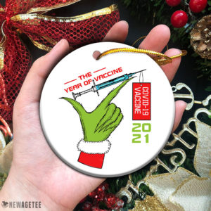 Circle Ornament 2021 Grinch The Year of Vaccine Quarantine Pandemic Christmas Ornament