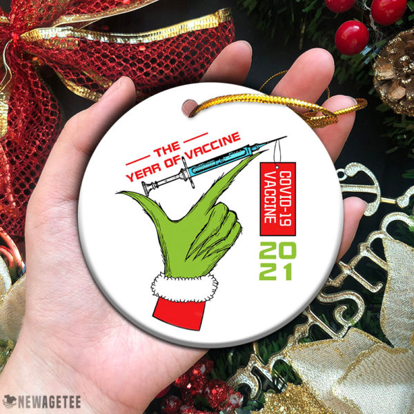 Circle Ornament 2021 Grinch The Year of Vaccine Quarantine Pandemic Christmas Ornament