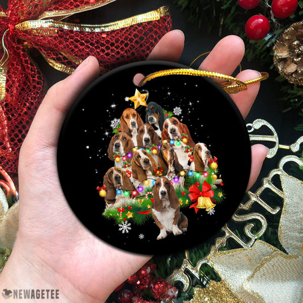 Circle Ornament Basset Hound Christmas Tree Lights Funny Dog Chrismas Ornament