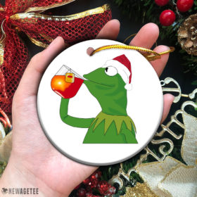 Circle Ornament Kermit The Frog Muppet Drink Tea Christmas Ornament Funny Holiday Gift
