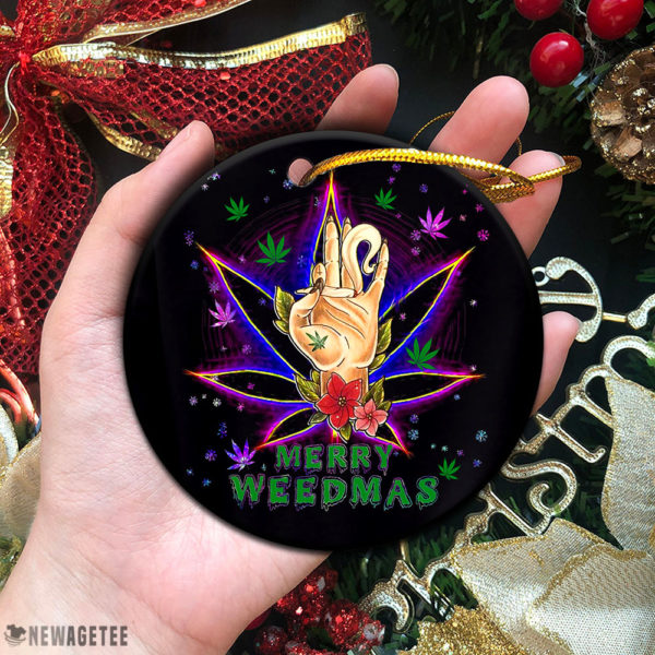 Circle Ornament Marijuana Christmas Cannabis Leaf Merry Weedmas 420 Weed Ornament